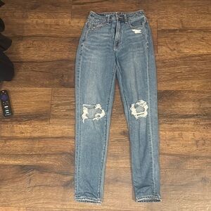 Women's Distressed Blue Jeans